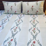 Celeste Floral Serenade Bedsheet (Blue Base Colour)