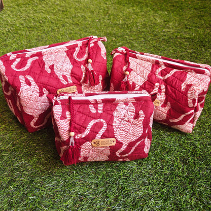 Multipurpose Pouches- Set of Three I Waterproof Lining I Four Mini Pockets Inside - HOUSE OF HARMAN