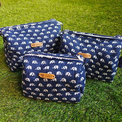 Multipurpose Pouches- Set of Three I Waterproof Lining I Four Mini Pockets Inside - HOUSE OF HARMAN