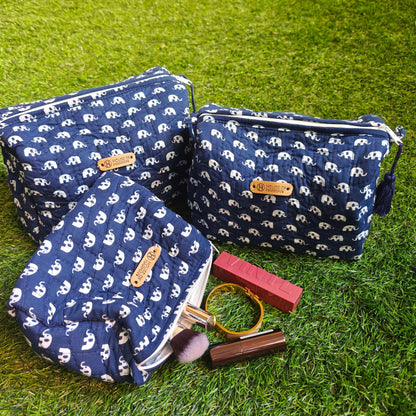 Multipurpose Pouches- Set of Three I Waterproof Lining I Four Mini Pockets Inside - HOUSE OF HARMAN