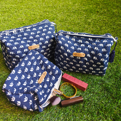 Multipurpose Pouches- Set of Three I Waterproof Lining I Four Mini Pockets Inside