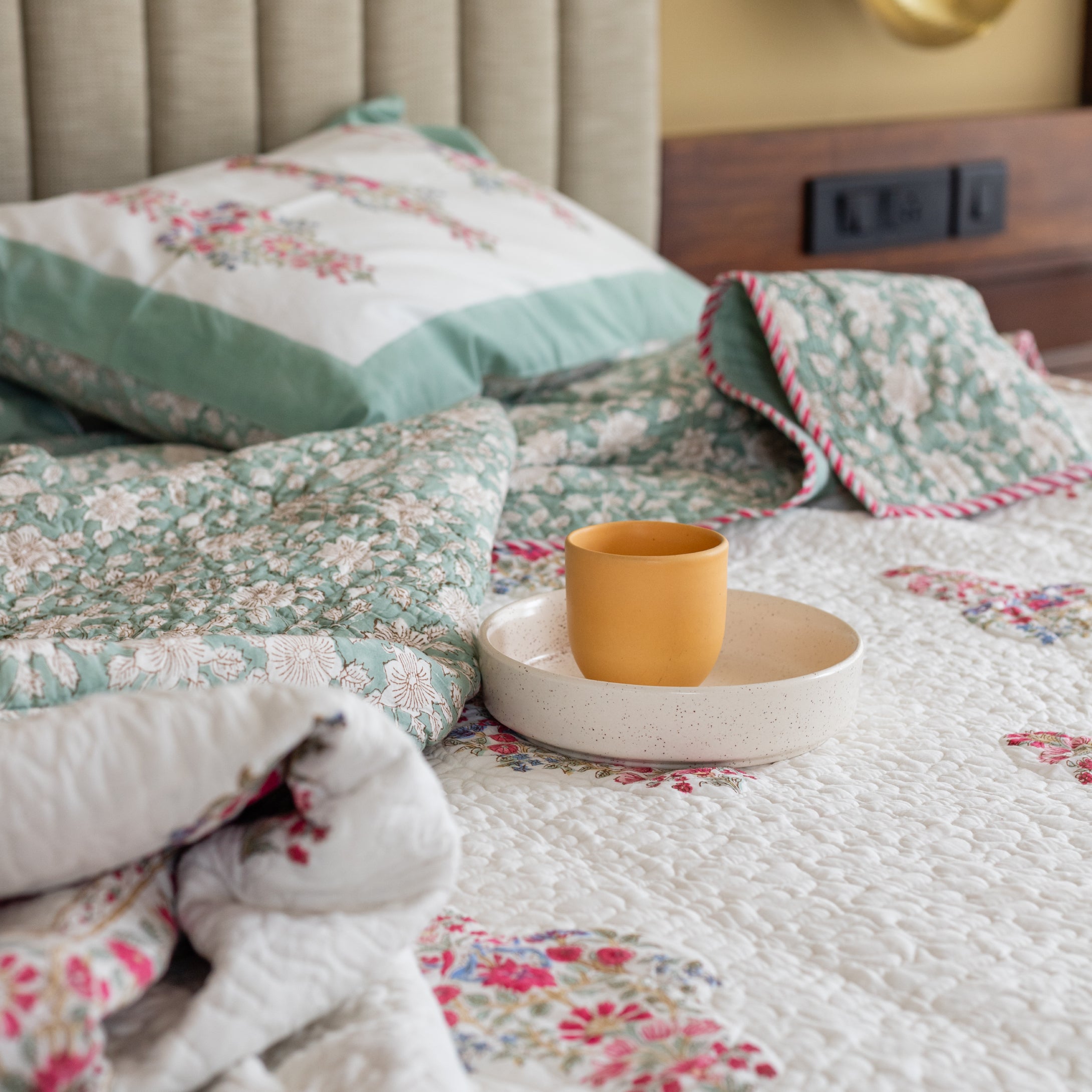 Earthy Floral Elegance Bedcover