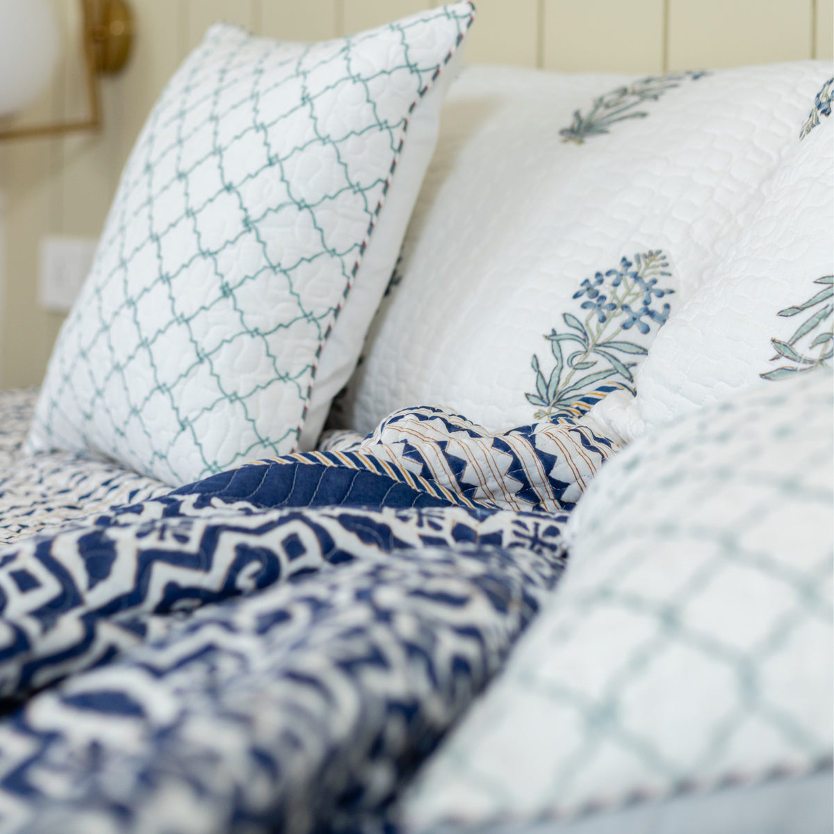 Indigo Lattice Dream Bedcover