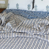 Indigo Lattice Dream Bedsheet and Quilt