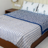 Indigo Lattice Dream Bedsheet and Quilt