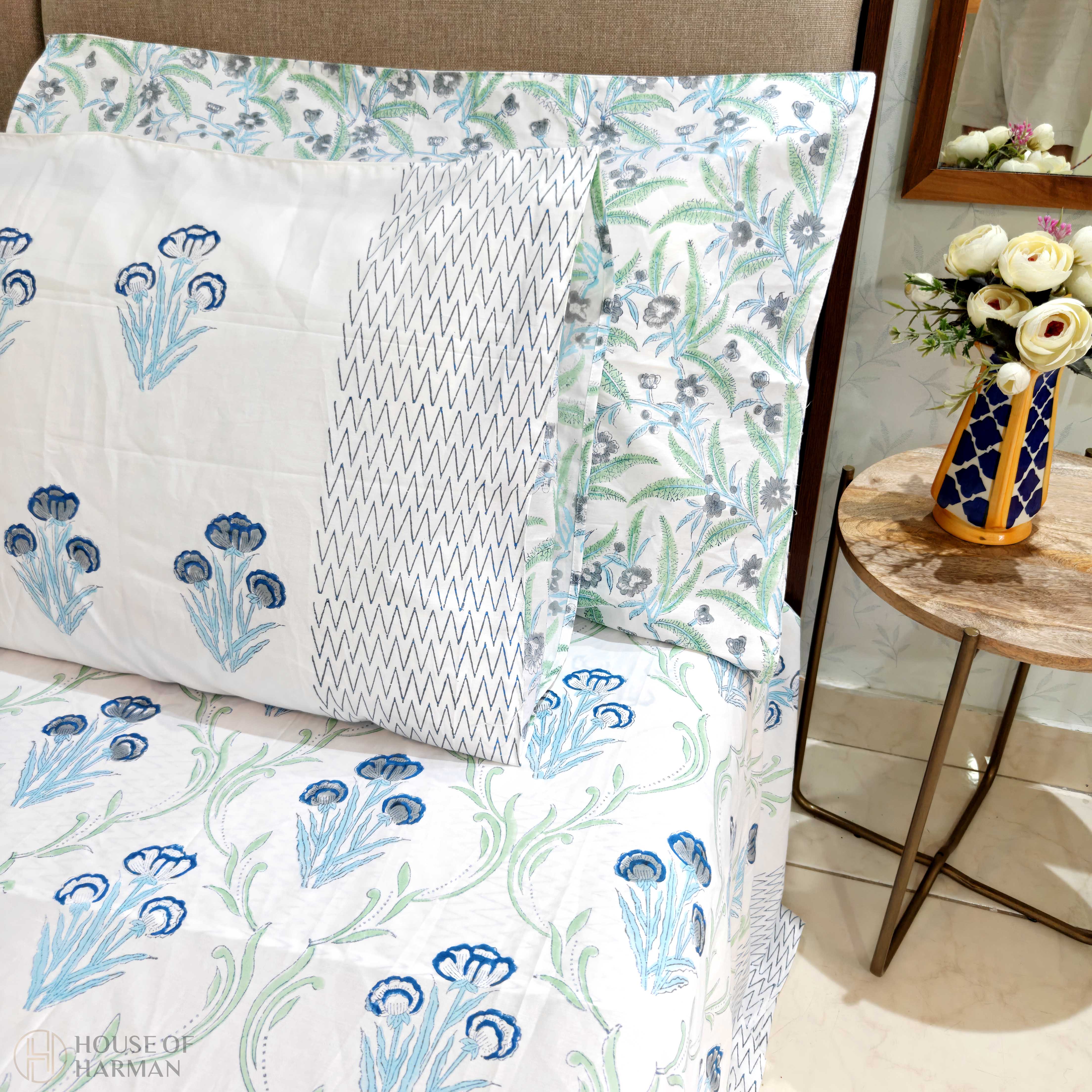 Azure Dreams Bedsheet and Quilt